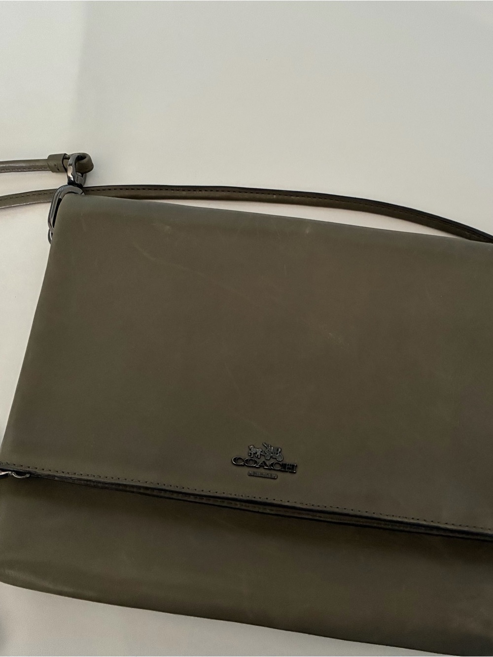 Coach Olive Leather Fold-Over Crossbody